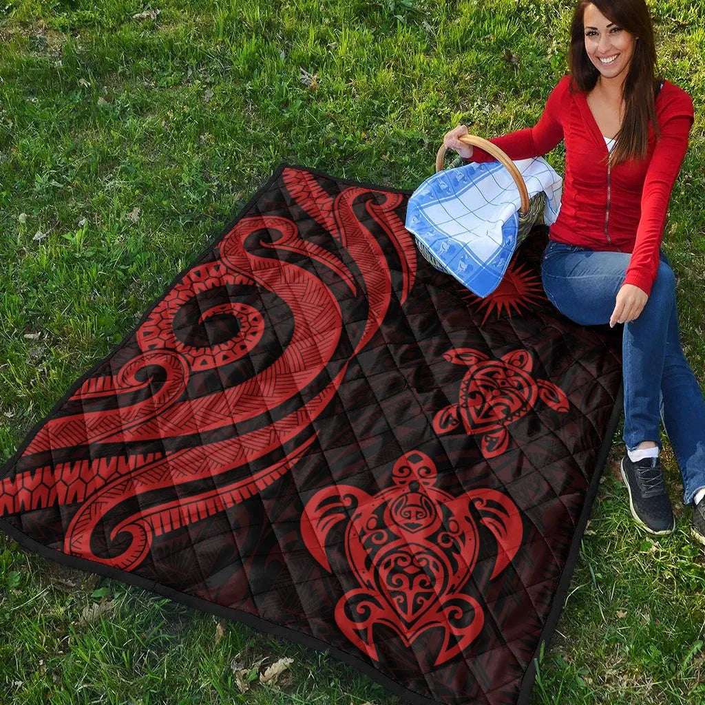 Marshall Islands Premium Quilt - Red Tentacle Turtle