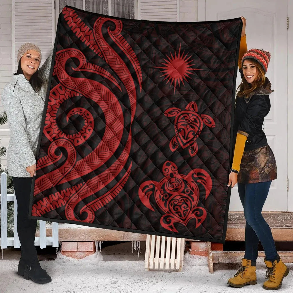 Marshall Islands Premium Quilt - Red Tentacle Turtle