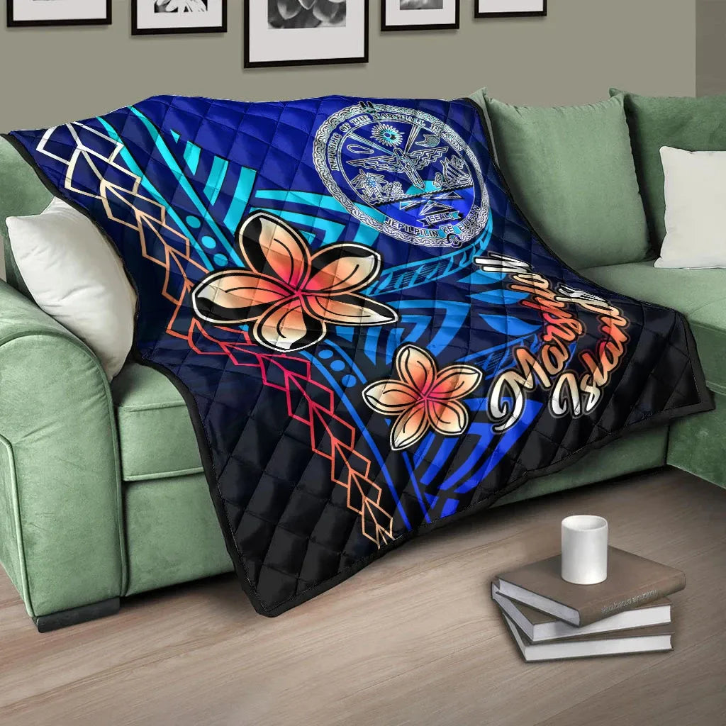 Marshall Islands Premium Quilt - Vintage Tribal Mountain Crest