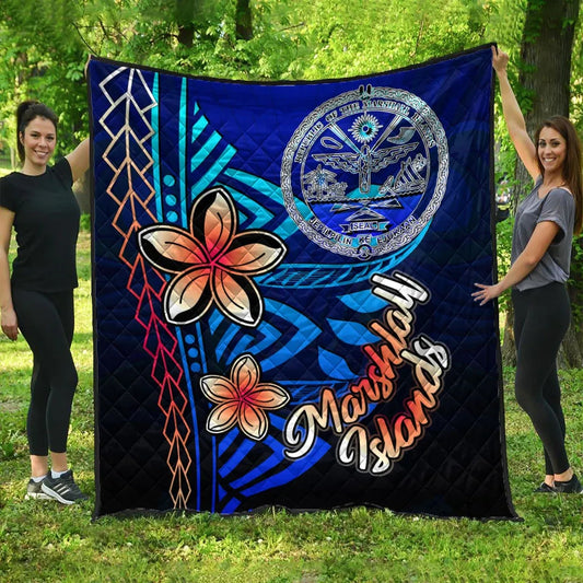 Marshall Islands Premium Quilt - Vintage Tribal Mountain Crest