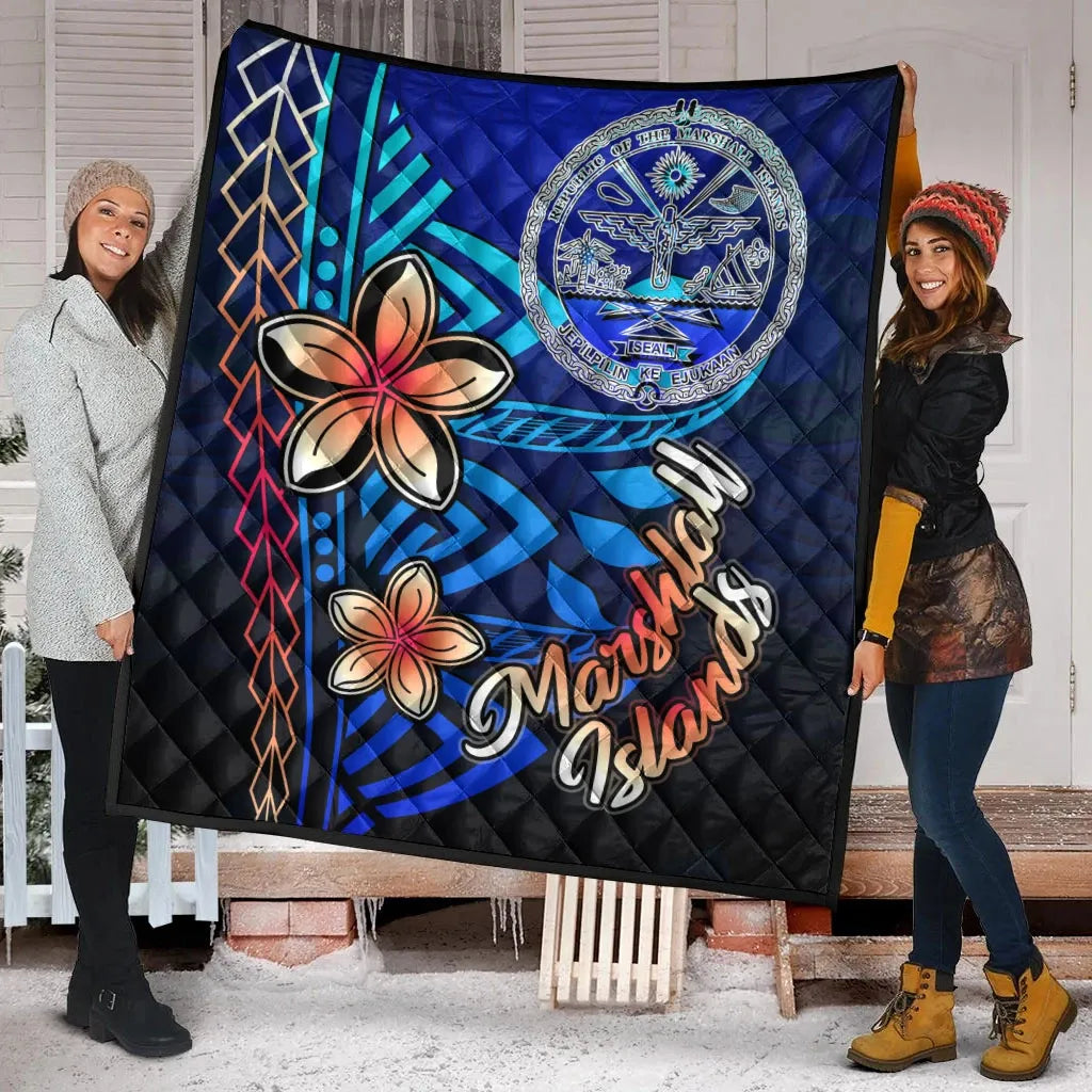 Marshall Islands Premium Quilt - Vintage Tribal Mountain Crest
