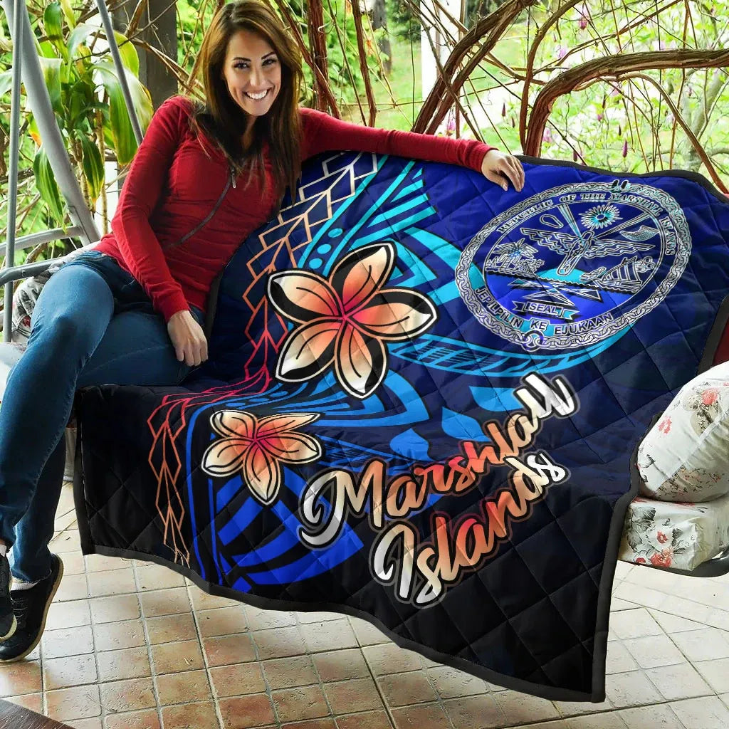 Marshall Islands Premium Quilt - Vintage Tribal Mountain Crest