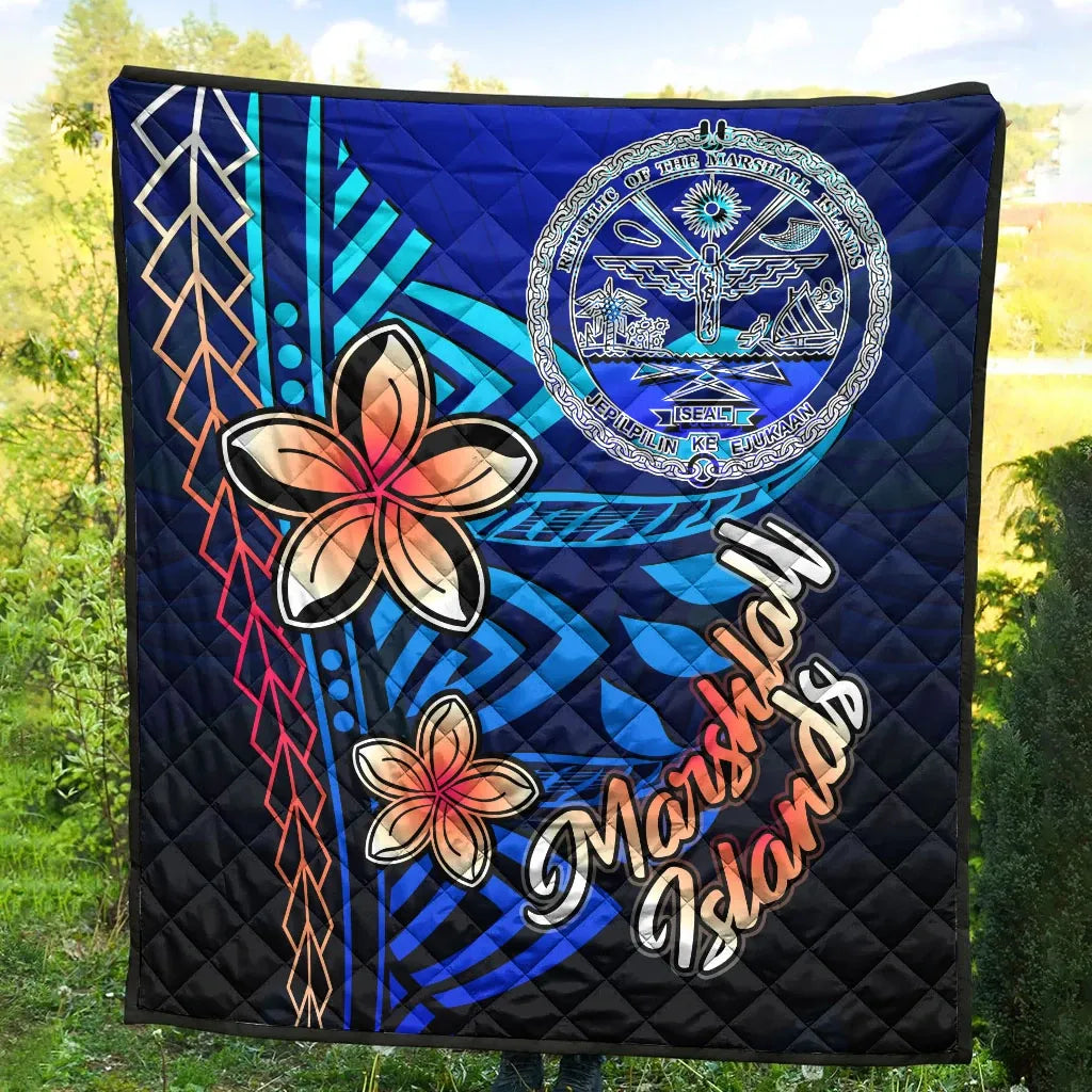 Marshall Islands Premium Quilt - Vintage Tribal Mountain Crest