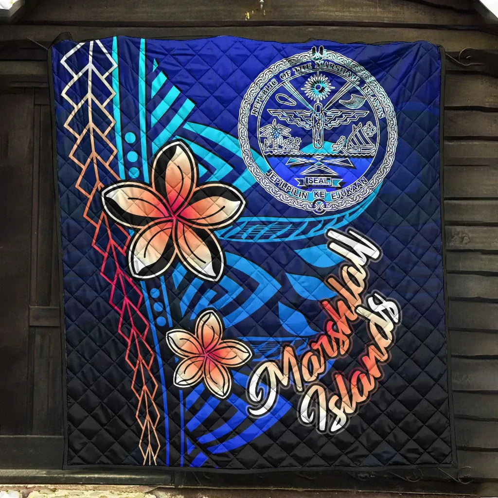 Marshall Islands Premium Quilt - Vintage Tribal Mountain Crest
