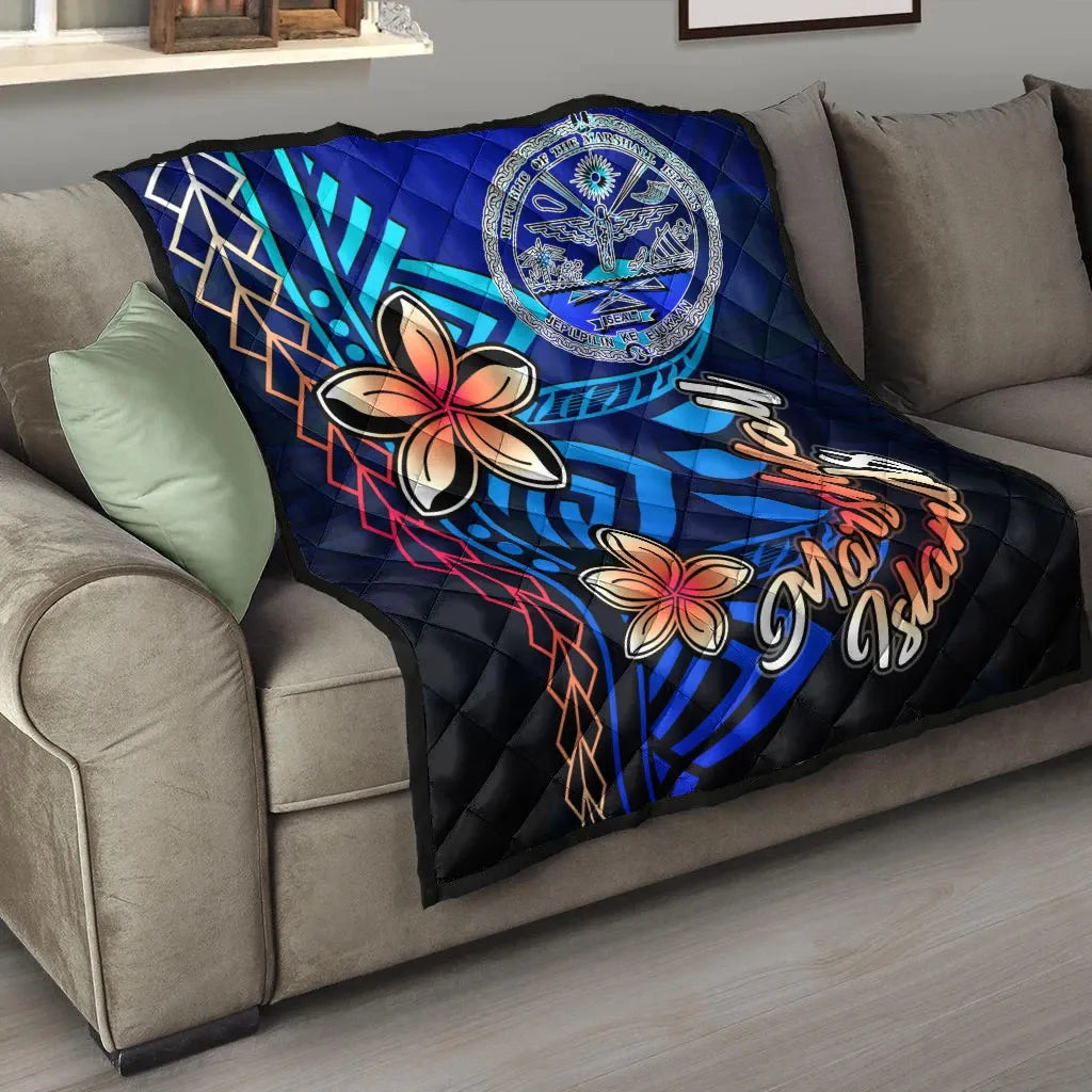 Marshall Islands Premium Quilt - Vintage Tribal Mountain Crest