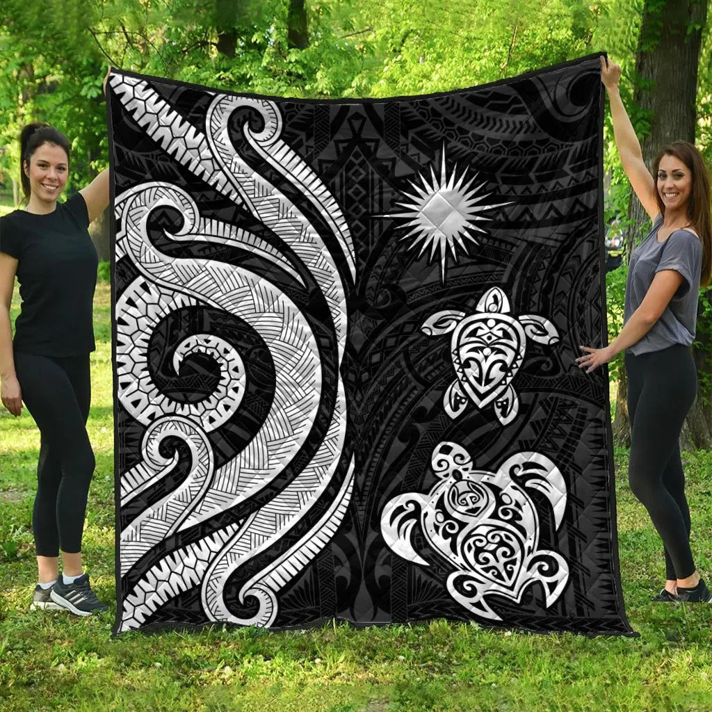 Marshall Islands Premium Quilt - White Tentacle Turtle
