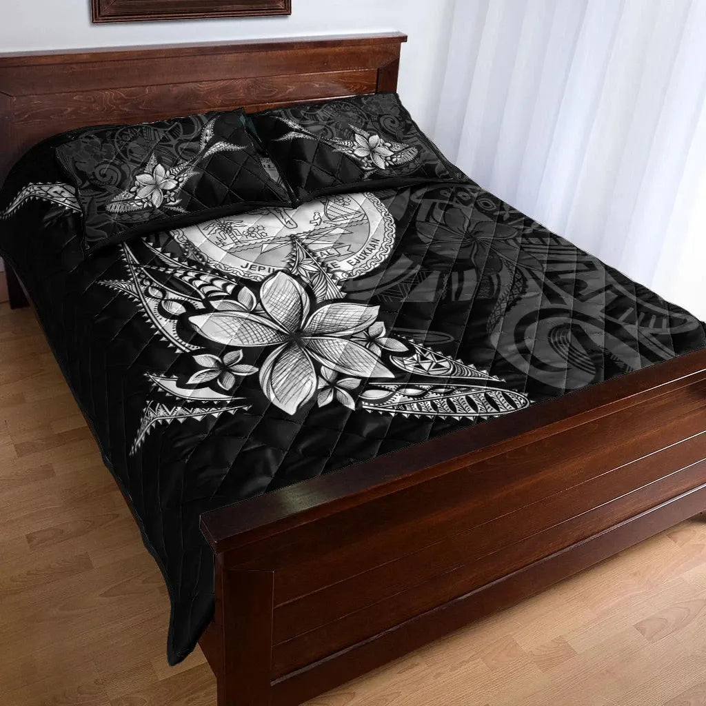 Marshall Islands Quilt Bed Set - Fish With Plumeria Flowers Style