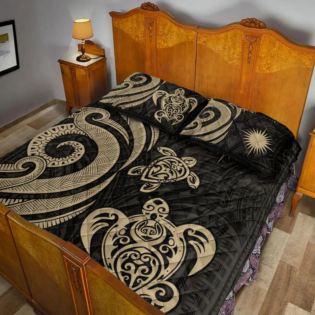Marshall Islands Quilt Bed Set - Gold Tentacle Turtle