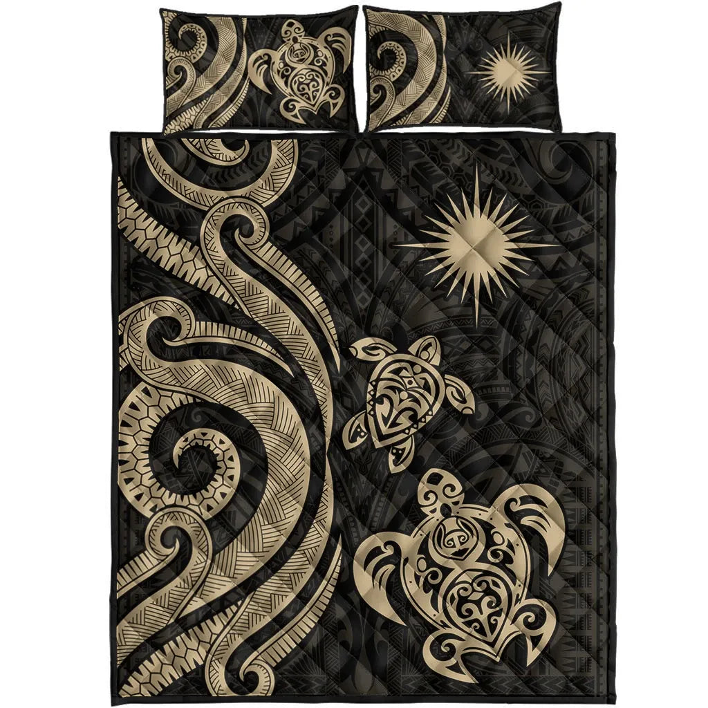Marshall Islands Quilt Bed Set - Gold Tentacle Turtle