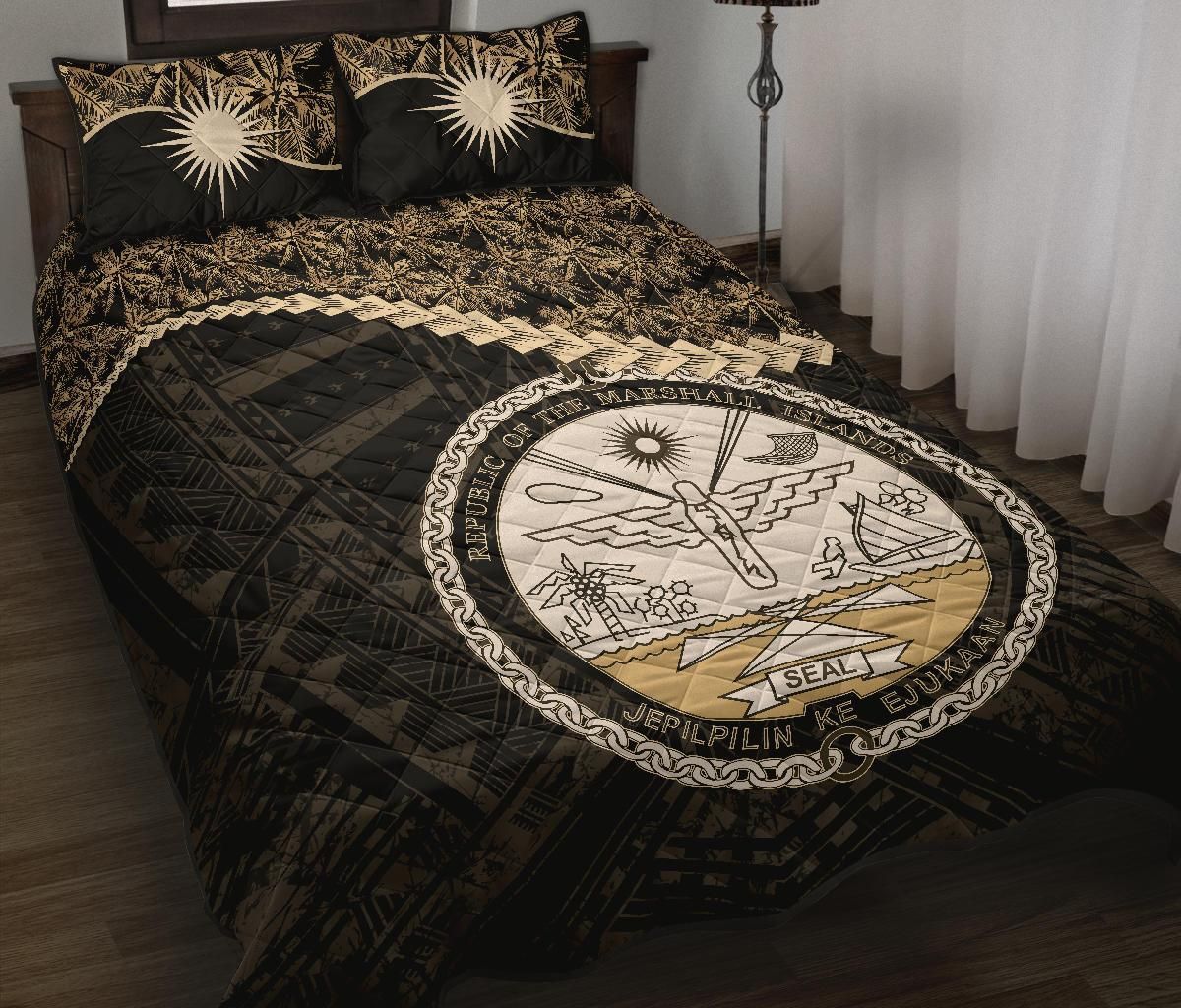 Marshall Islands Polynesian Quilt Bed Set Golden Coconut