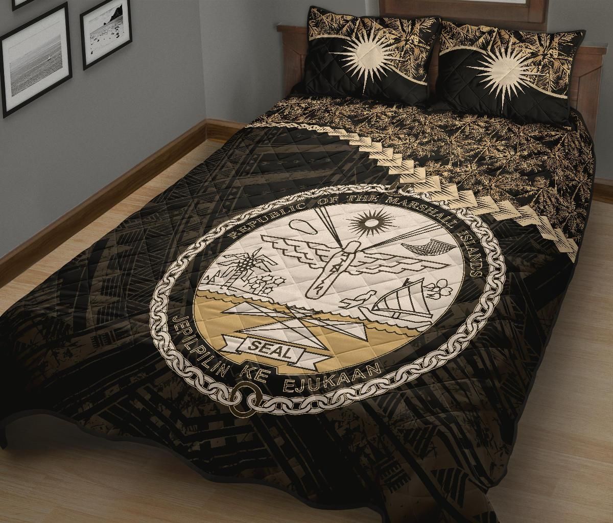 Marshall Islands Polynesian Quilt Bed Set Golden Coconut