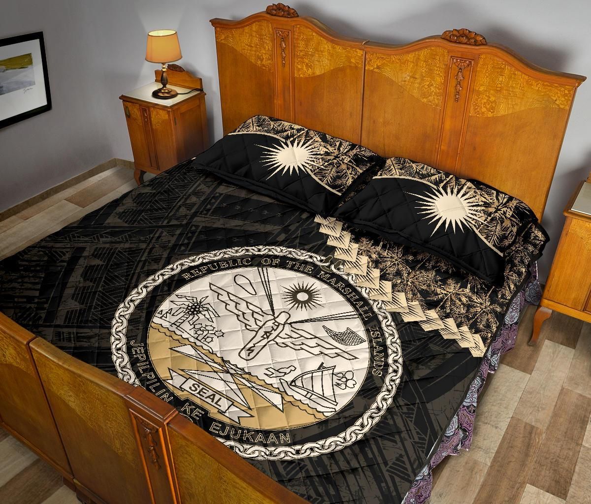 Marshall Islands Polynesian Quilt Bed Set Golden Coconut