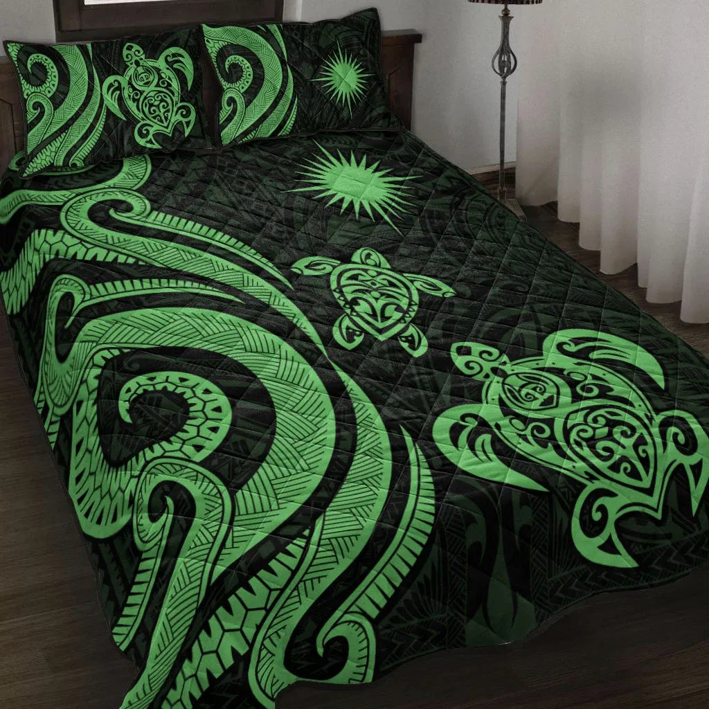 Marshall Islands Quilt Bed Set - Green Tentacle Turtle