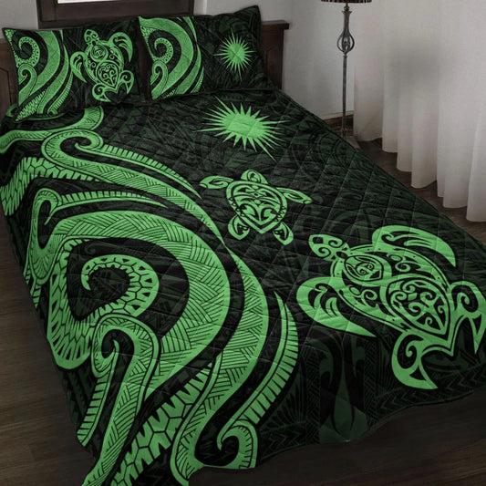 Marshall Islands Quilt Bed Set - Green Tentacle Turtle
