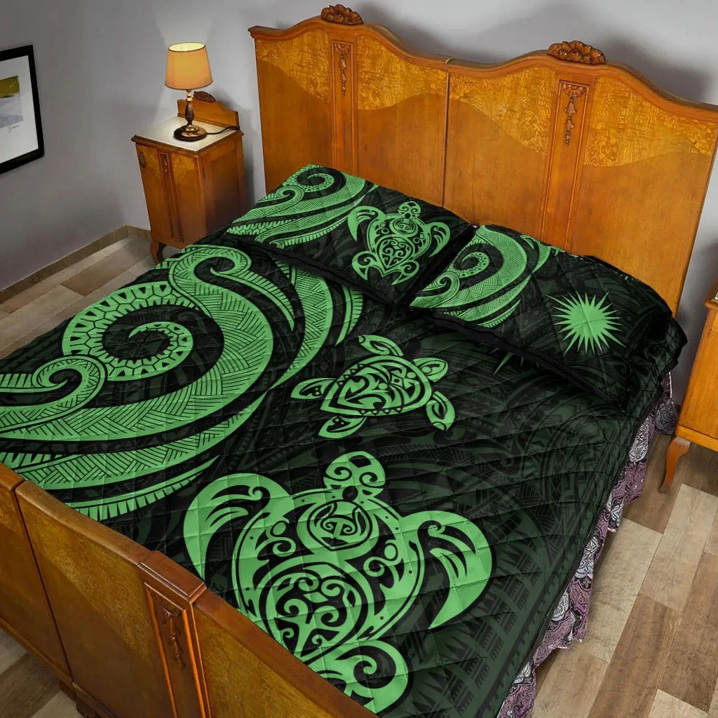 Marshall Islands Quilt Bed Set - Green Tentacle Turtle