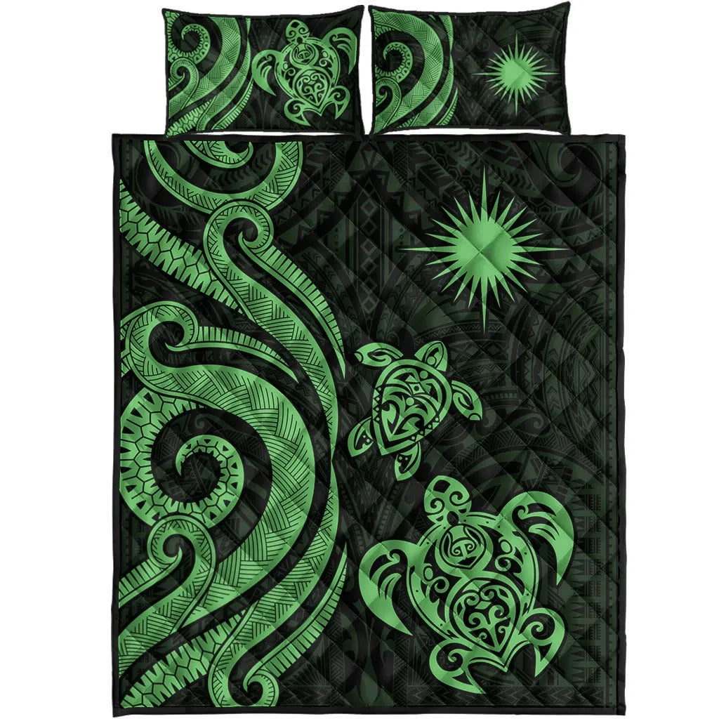 Marshall Islands Quilt Bed Set - Green Tentacle Turtle