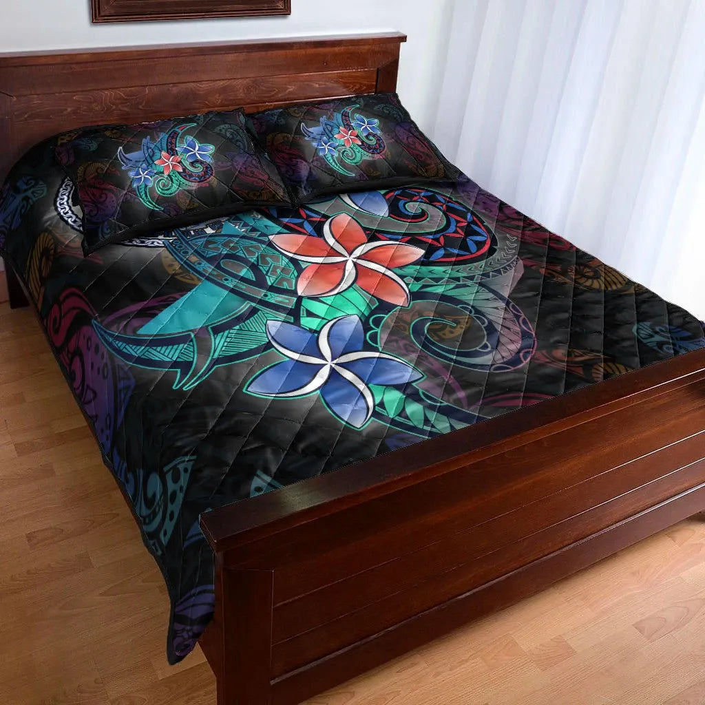 Marshall Islands Quilt Bed Set - Plumeria Flowers Style