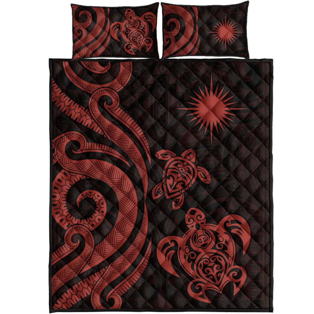 Marshall Islands Quilt Bed Set - Red Tentacle Turtle