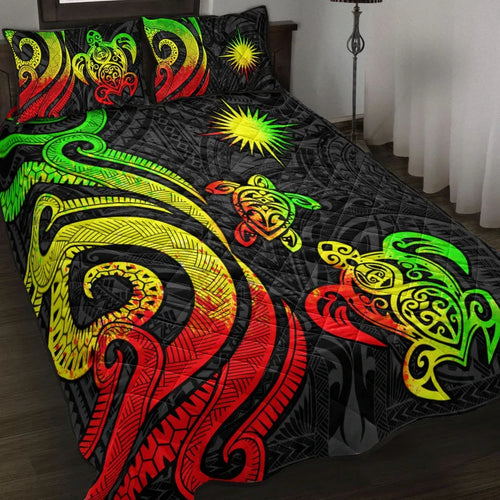 Marshall Islands Quilt Bed Set - Reggae Tentacle Turtle
