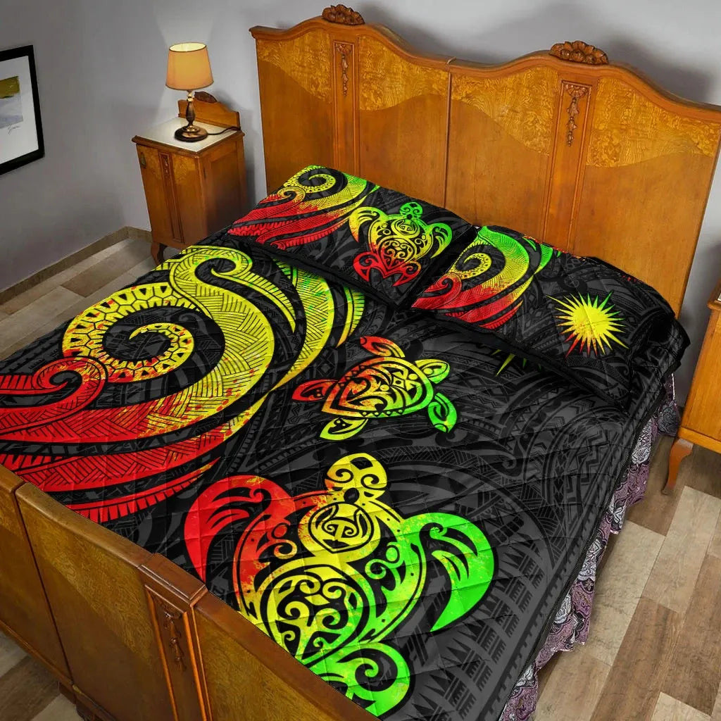 Marshall Islands Quilt Bed Set - Reggae Tentacle Turtle