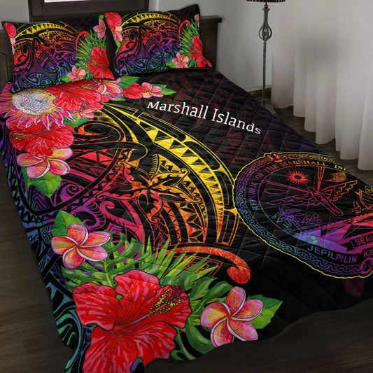 Marshall Islands Quilt Bed Set - Tropical Hippie Style