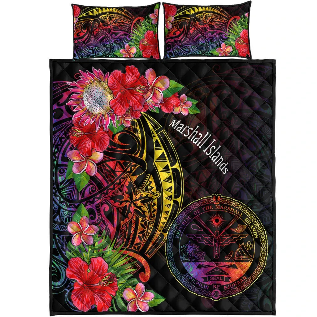 Marshall Islands Quilt Bed Set - Tropical Hippie Style