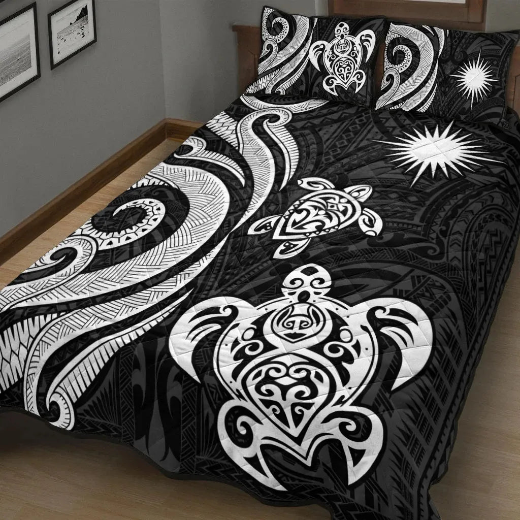 Marshall Islands Quilt Bed Set - White Tentacle Turtle