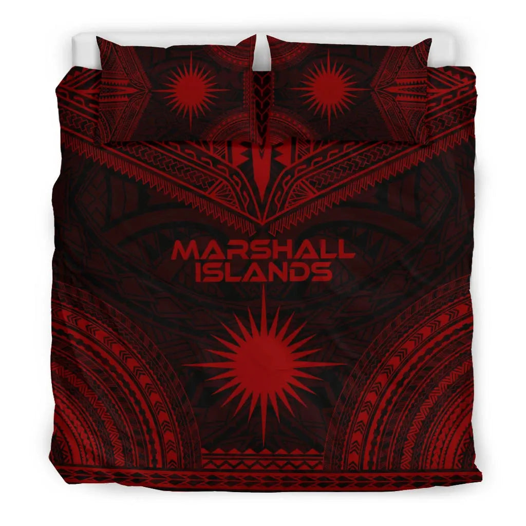 Marshall Islands Polynesian Chief Duvet Cover Set - Red Version