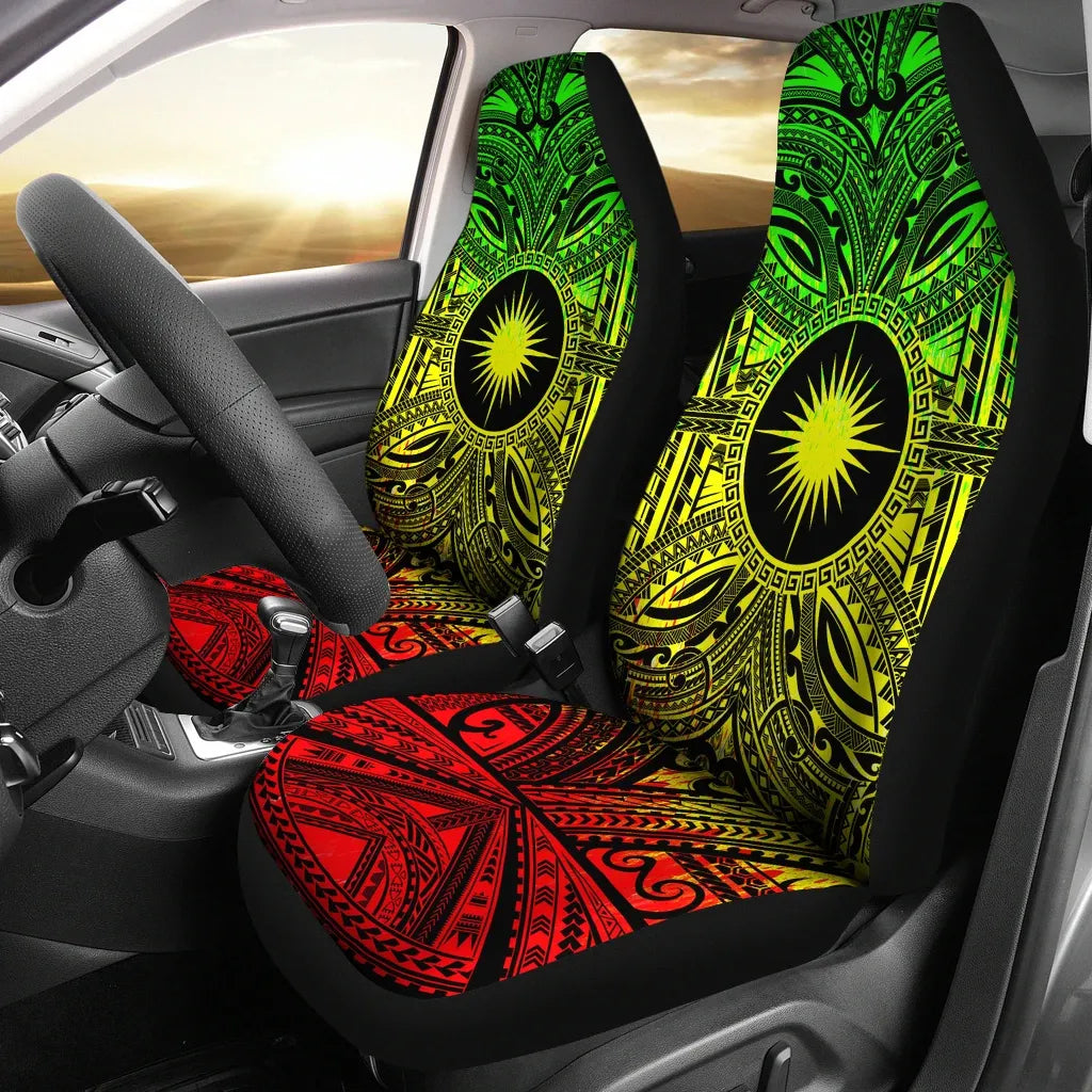 Marshall Islands Car Seat Cover - Marshall Islands Coat Of Arms Polynesian Reggae Style