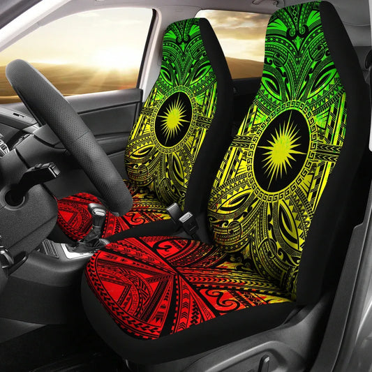 Marshall Islands Car Seat Cover - Marshall Islands Coat Of Arms Polynesian Reggae Style