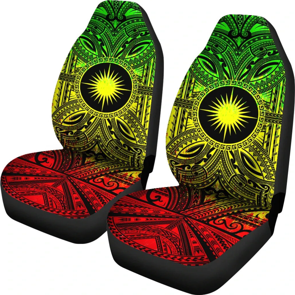 Marshall Islands Car Seat Cover - Marshall Islands Coat Of Arms Polynesian Reggae Style