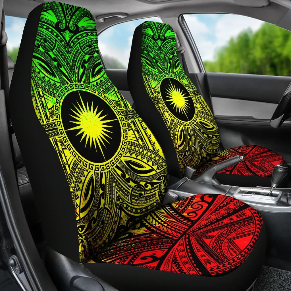 Marshall Islands Car Seat Cover - Marshall Islands Coat Of Arms Polynesian Reggae Style