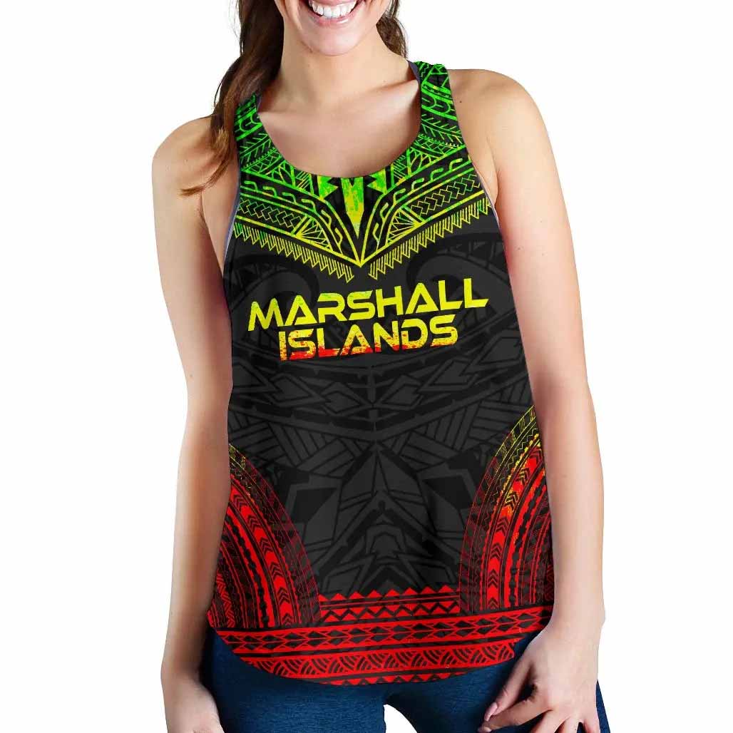 Marshall Islands Women Racerback Tank - Polynesian Chief Reggae Version