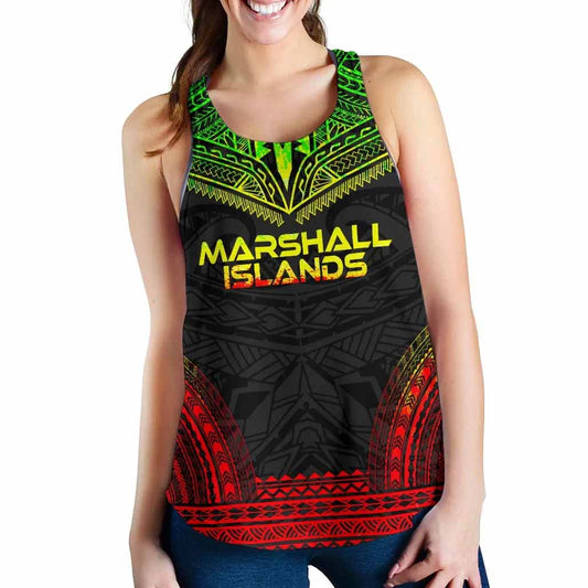 Marshall Islands Women Racerback Tank - Polynesian Chief Reggae Version