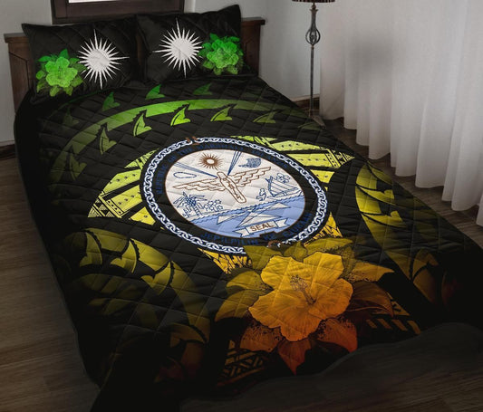 Marshall Islands Polynesian Quilt Bed Set Hibiscus Reggae
