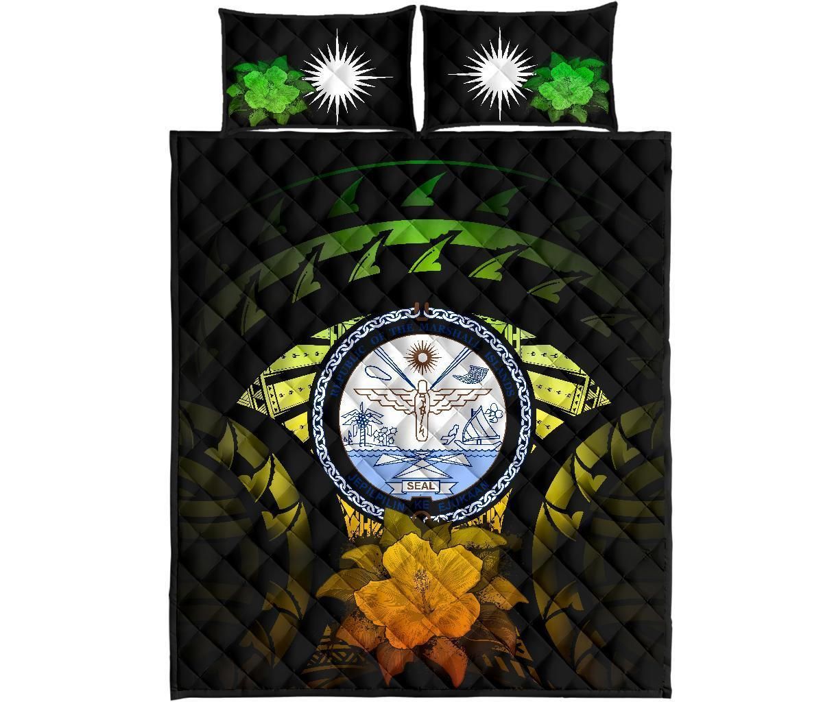 Marshall Islands Polynesian Quilt Bed Set Hibiscus Reggae