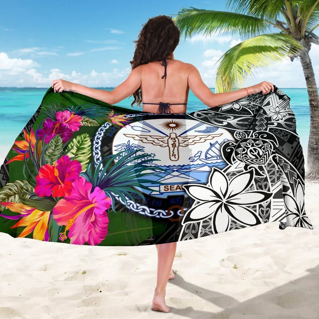 Marshall Islands Sarong - Turtle Plumeria Banana Leaf