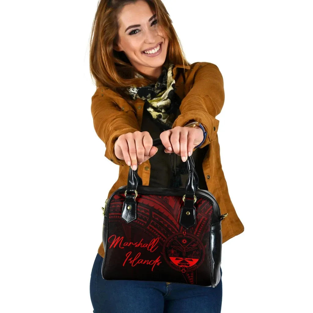 Marshall Islands Shoulder Handbag - Cross Style Red Color