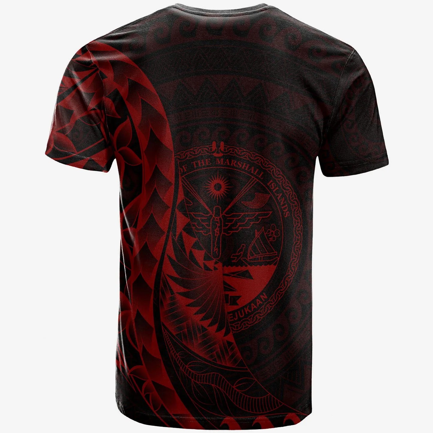 Marshall Islands T-Shirt - Custom Personalised Polynesian Pattern Style Red Color