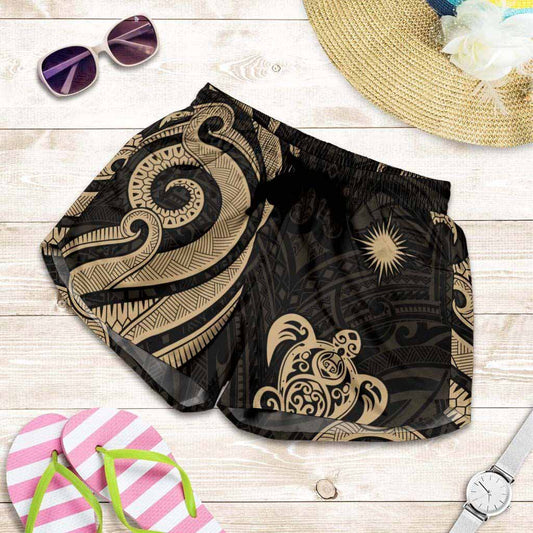 Marshall Islands Women Shorts - Gold Tentacle Turtle