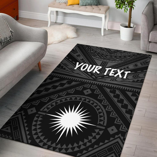 Marshall Personalised Area Rug - Marshall Seal With Polynesian Tattoo Style ( Black)