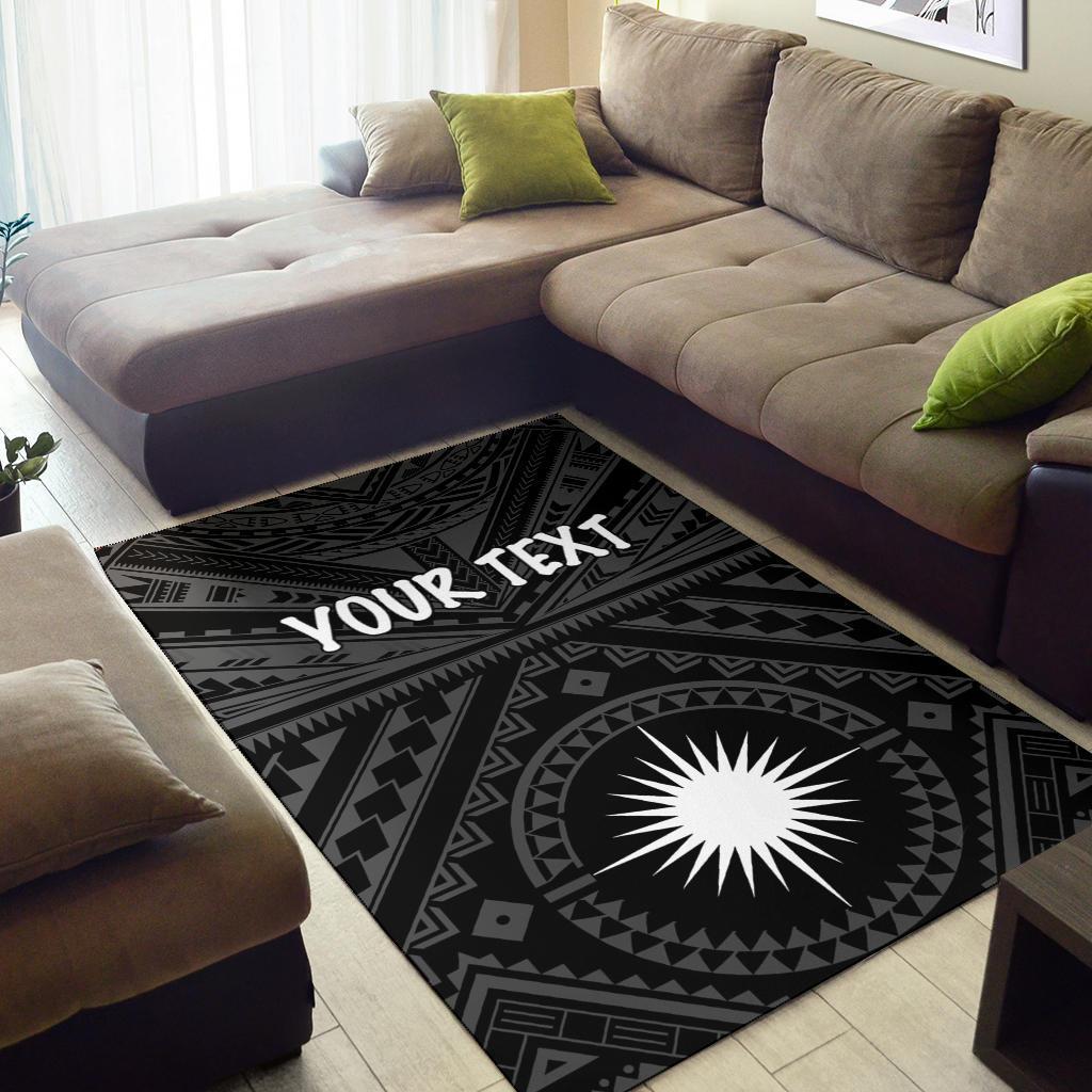Marshall Personalised Area Rug - Marshall Seal With Polynesian Tattoo Style ( Black)