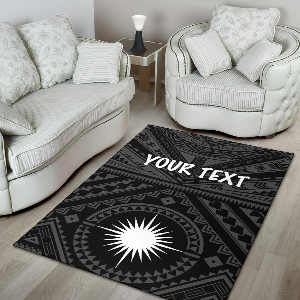 Marshall Personalised Area Rug - Marshall Seal With Polynesian Tattoo Style ( Black)