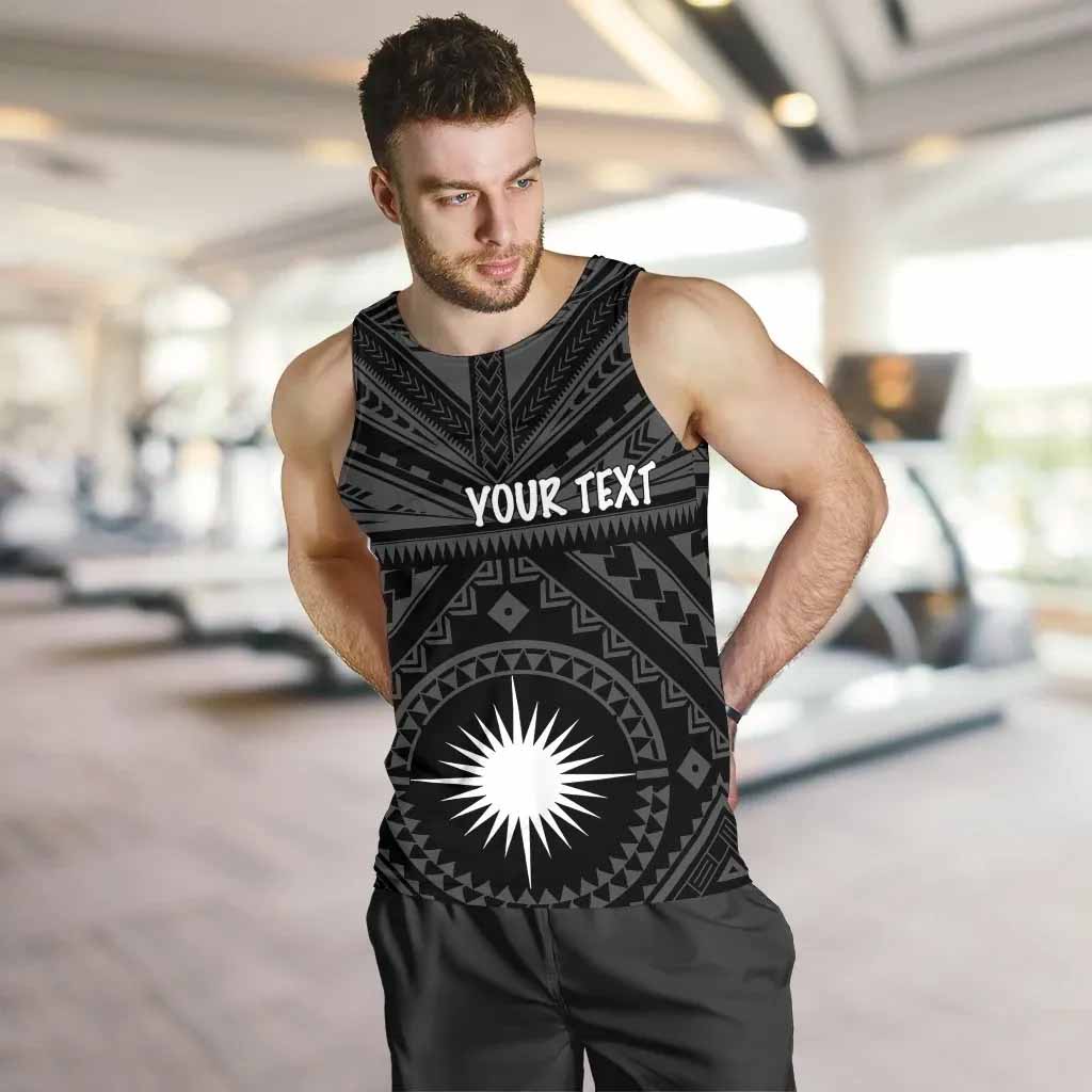 Marshall Personalised Men Tank Top - Marshall Seal With Polynesian Tattoo Style ( Black)