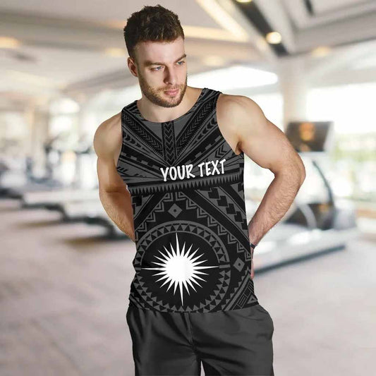 Marshall Personalised Men Tank Top - Marshall Seal With Polynesian Tattoo Style ( Black)