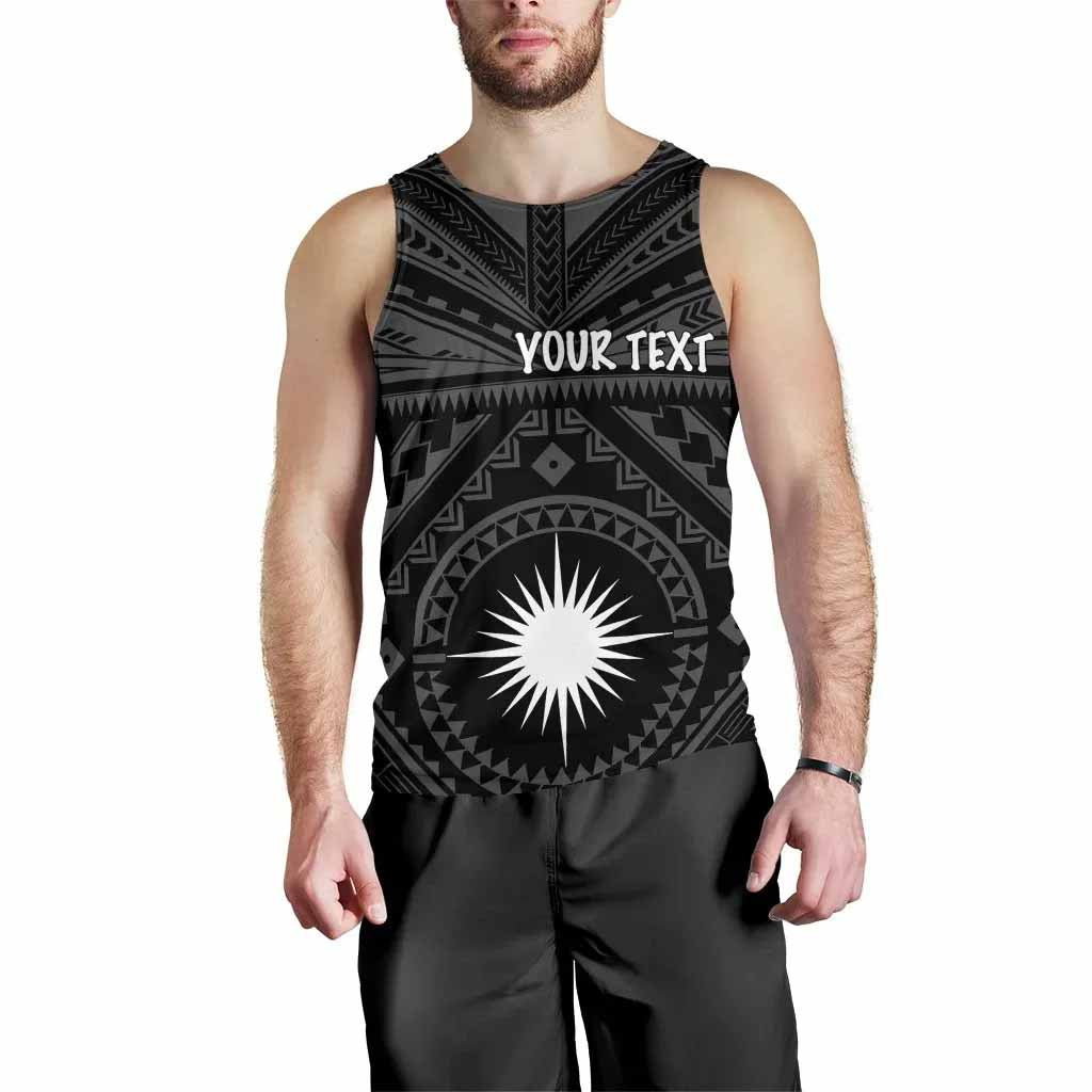 Marshall Personalised Men Tank Top - Marshall Seal With Polynesian Tattoo Style ( Black)