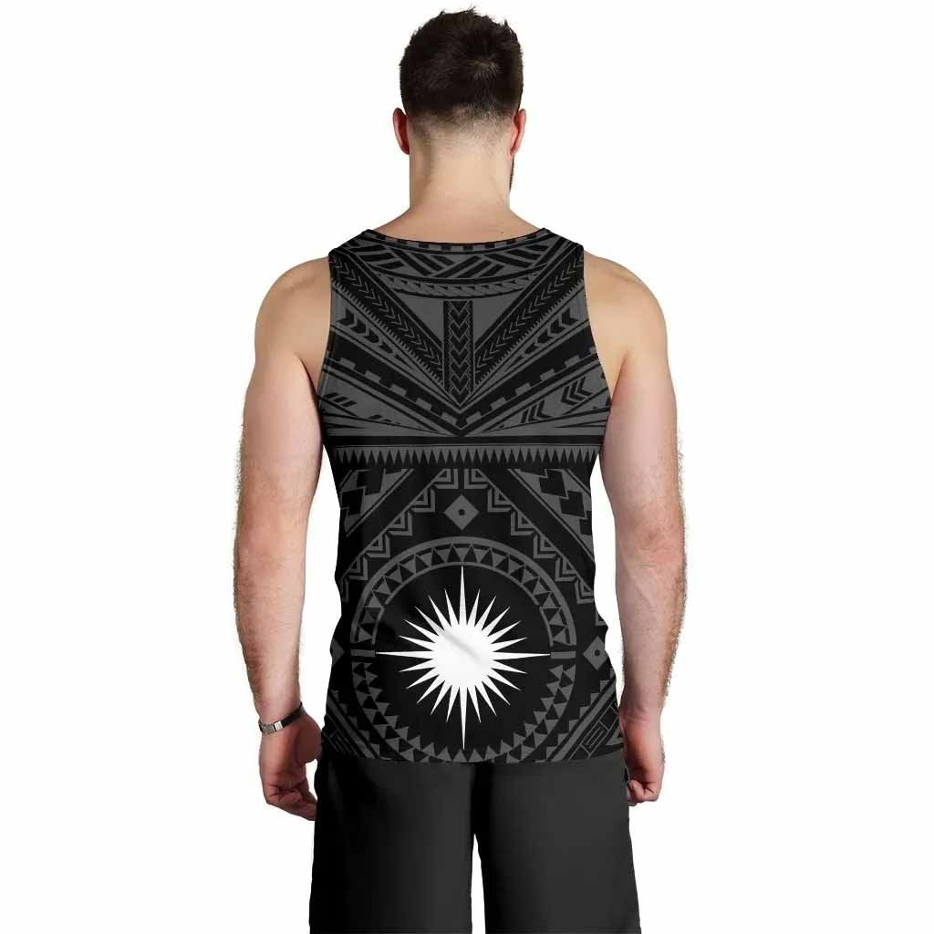 Marshall Personalised Men Tank Top - Marshall Seal With Polynesian Tattoo Style ( Black)