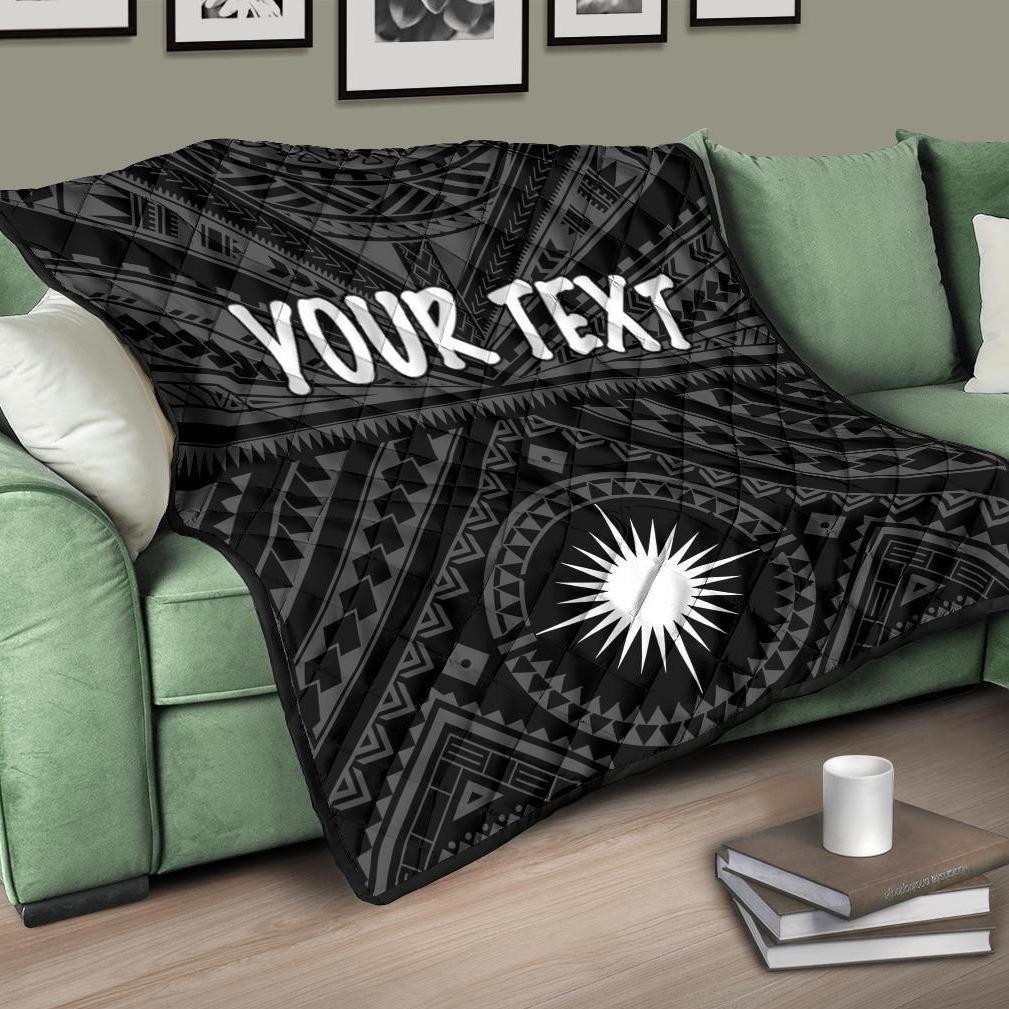 Marshall Personalised Premium Quilt - Marshall Seal With Polynesian Tattoo Style ( Black)