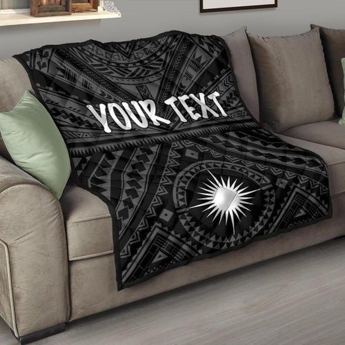Marshall Personalised Premium Quilt - Marshall Seal With Polynesian Tattoo Style ( Black)