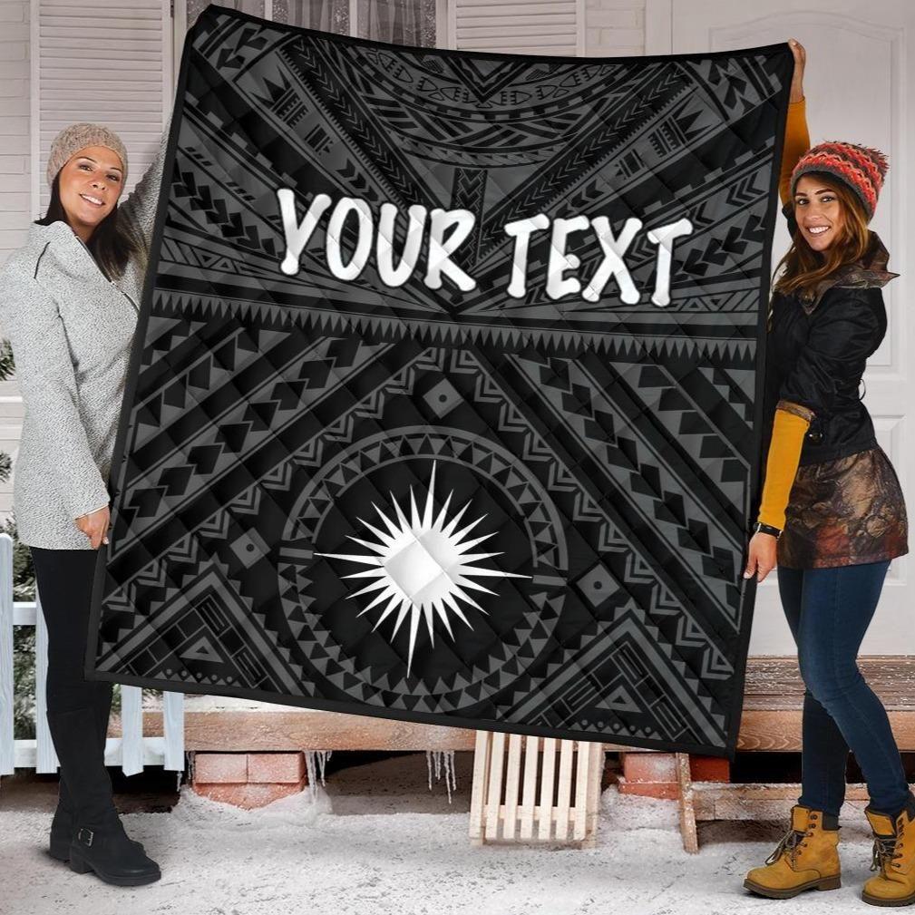 Marshall Personalised Premium Quilt - Marshall Seal With Polynesian Tattoo Style ( Black)